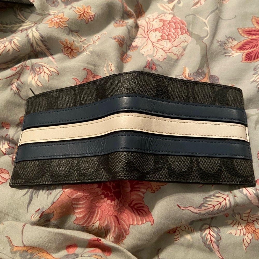 Coach Black and Blue Striped Men's Wallet